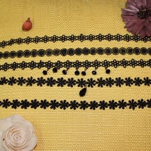 Black Floral Tattoo Choker Bundle